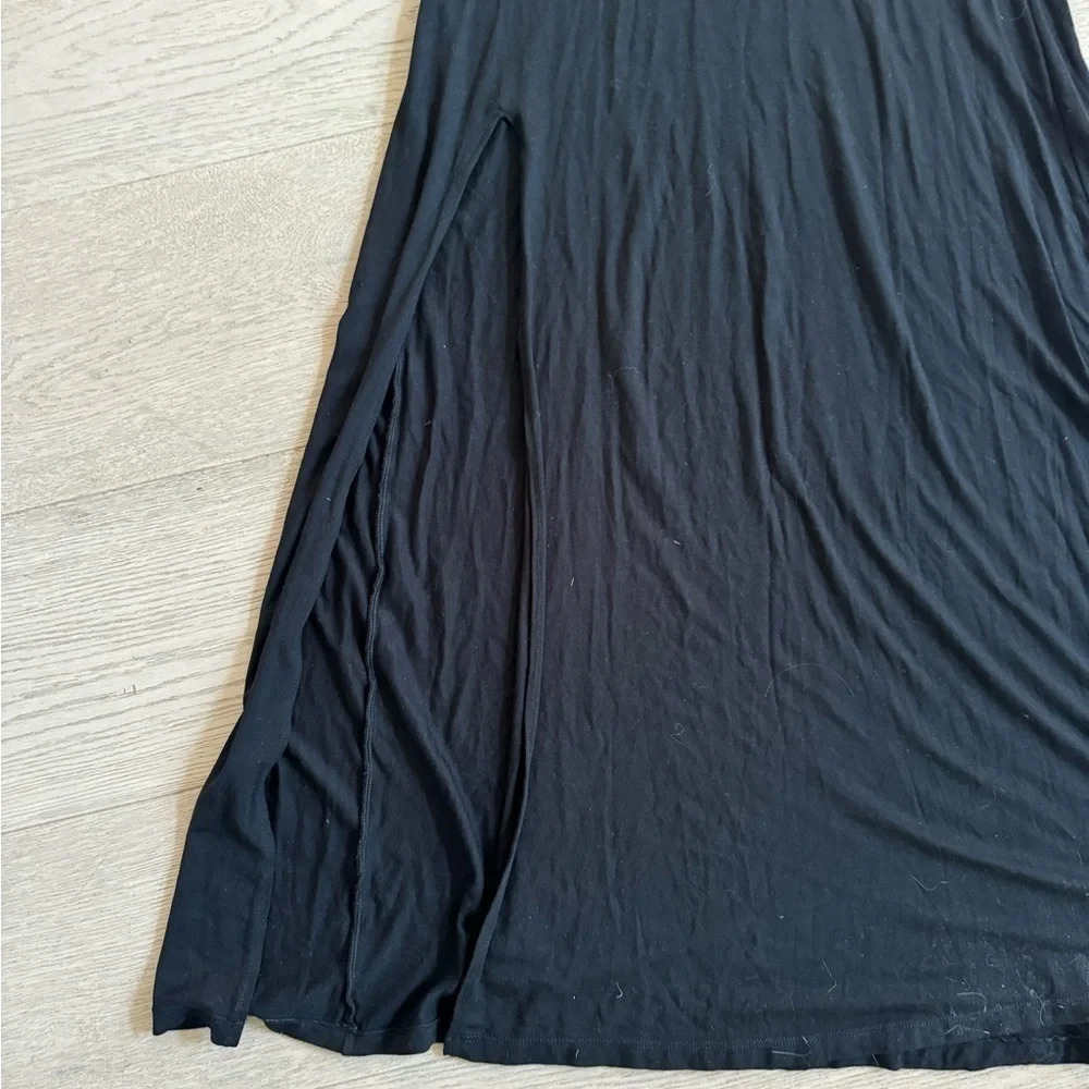 Trios long sleeve black dress scoop neck with slit size 0 - Picture 7 of 8